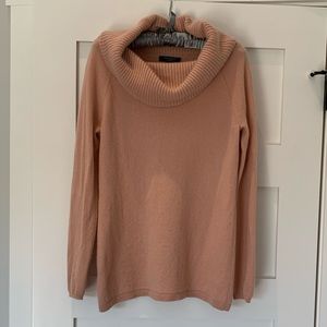 Ann Taylor 100% Cashmere heather pink cowl neck sweater, Medium